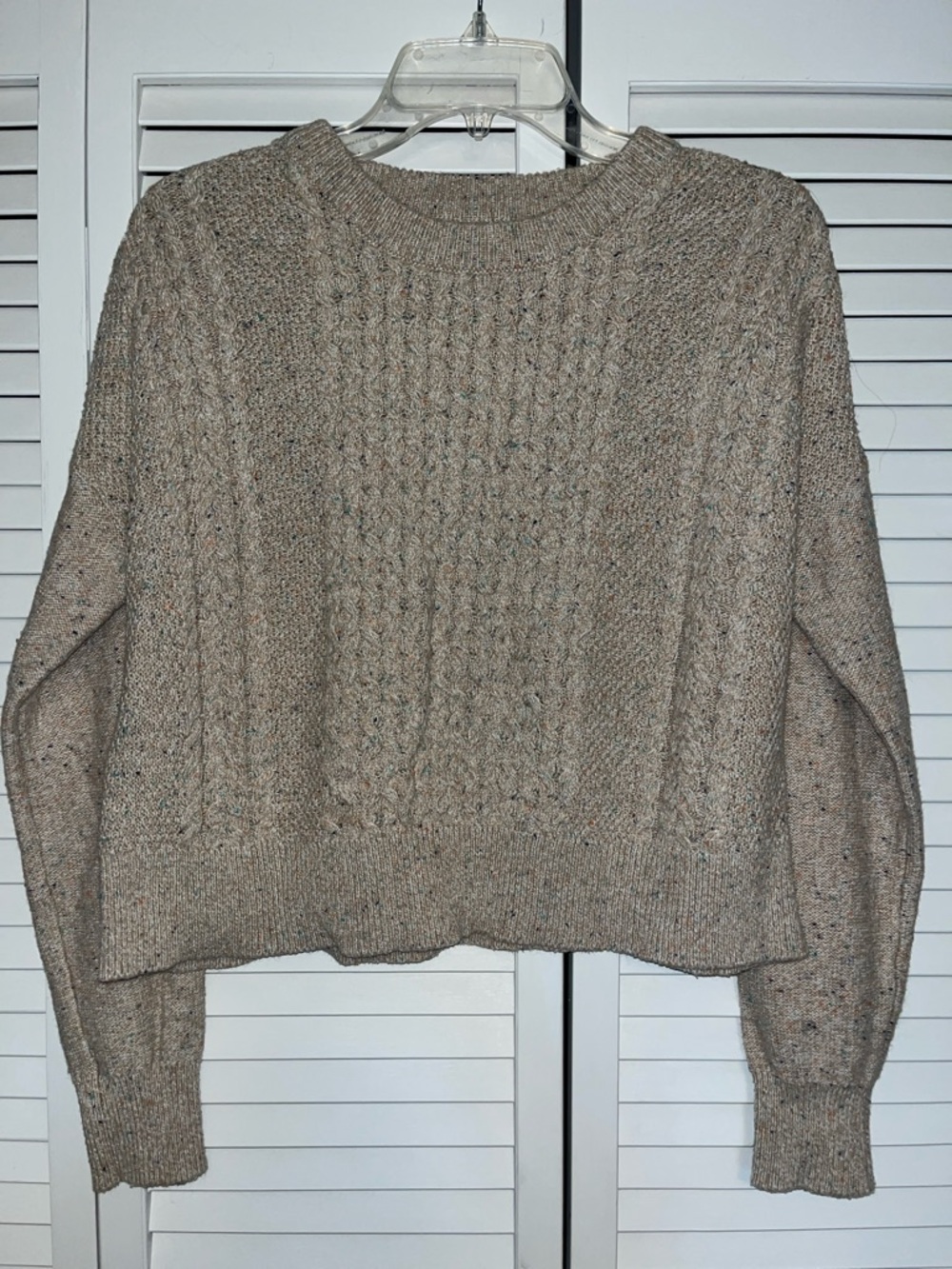Mossimo Supply Co. Cable Knit Crewneck Sweater - Taupe Speckled